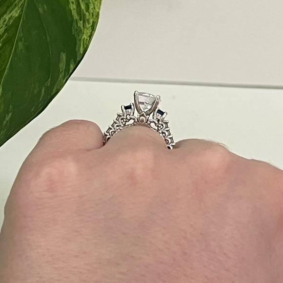 Sterling Silver Cubic Zirconia & Blue Sapphire Filigree Ring, Size 5.5 - Picture 6 of 16